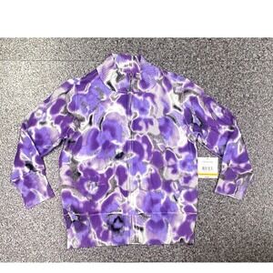 Relativity Women Purple Floral Zip Up Sweater Knit Jacket Size Small NWT light